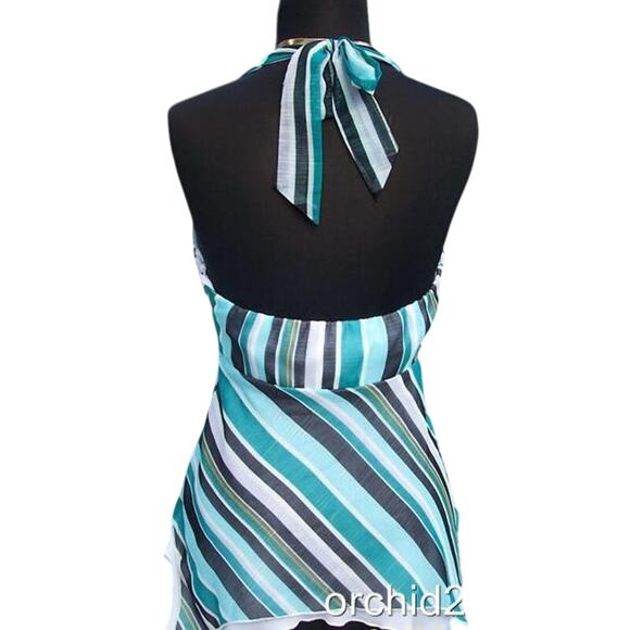 Cache Hankey Hem Gold Braid Metallic Lined Halter Top Multi Color New NWT $128 - Picture 6 of 6